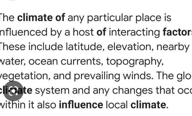 Mention the factors that affects the climate of the world and explain any 2​-example-3