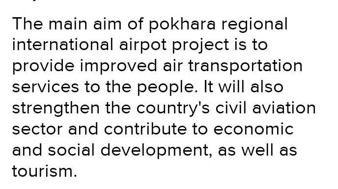 What are the main aim of pokahara religiinal international airport project ?​-example-1