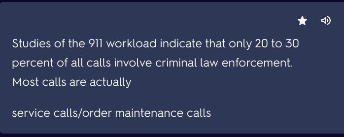 Studies of the 911 workload indicate that only 20 to 30 percent of all calls involve-example-1