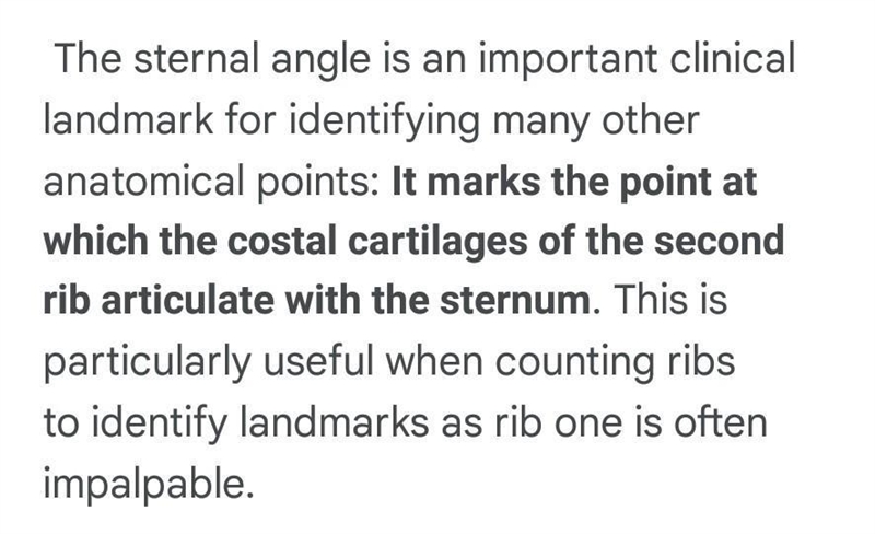 What is the significance of sternal angle-example-1