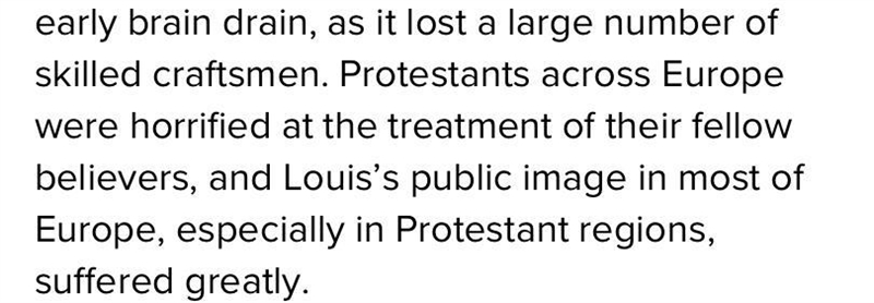 How did the French wars and treatment of Huguenots under Louis XIV combine to hurt-example-1