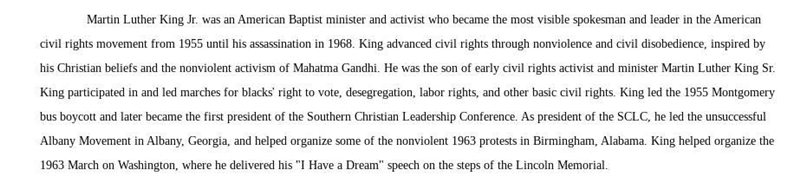 A paragraph of martin luther king jr-example-1