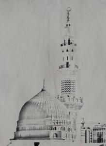 Islamic Architecture (Draw a masjid with dome or make a collage by sticking pictures-example-1