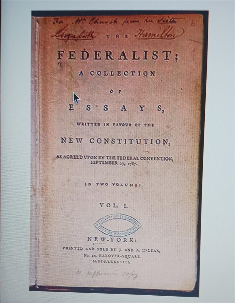 Who were authors of the documents ? A. Alexander Hamilton and Thomas Jefferson OB-example-1