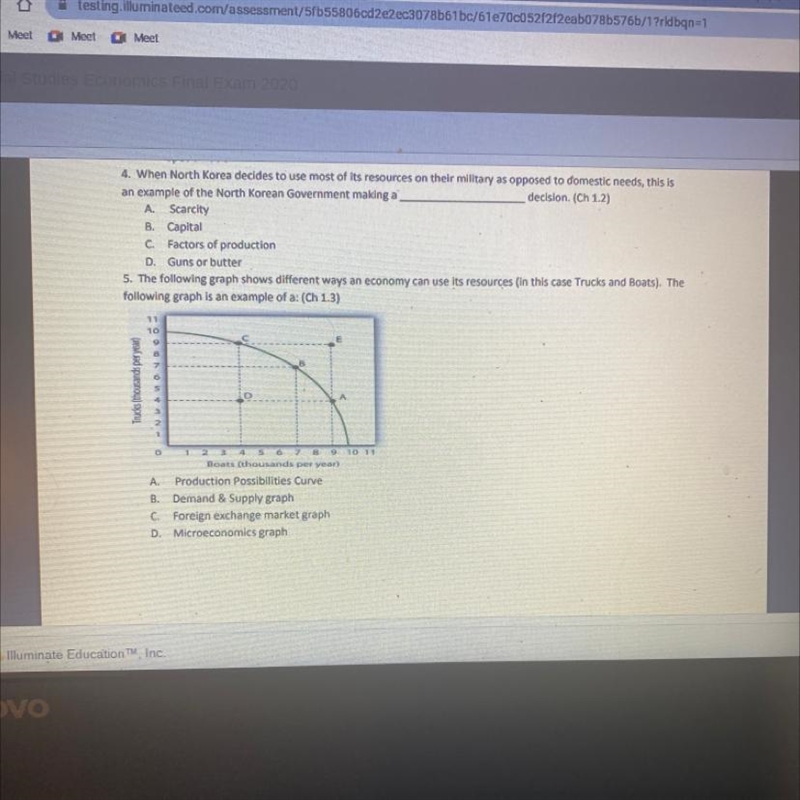 5. The following graph shows different ways an economy can use its resources (in this-example-1