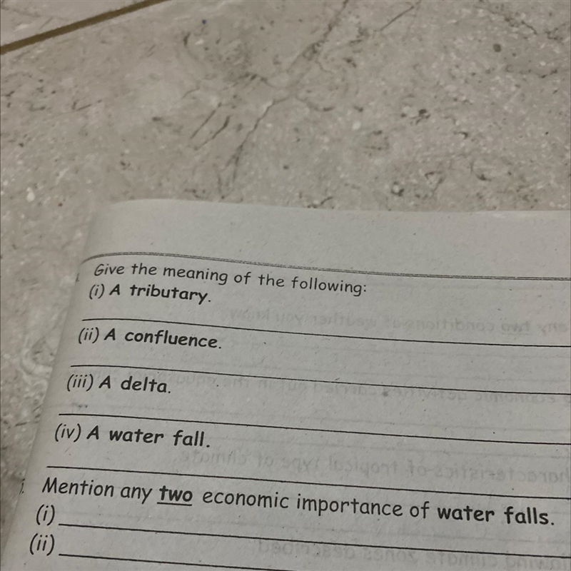 Give the meaning of the tributary and delta-example-1