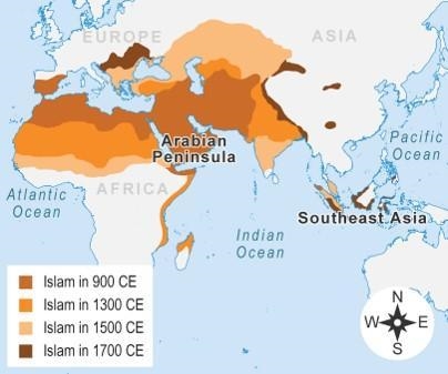 Study the map. Choose the word or phrase that best completes each sentence. By 900 CE-example-1