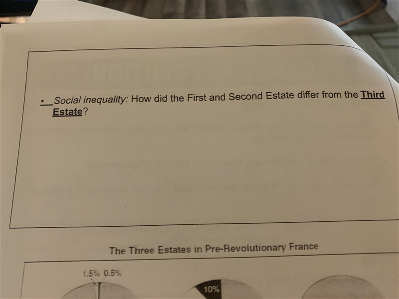 How did the first and second estate differ from the third estate?-example-1