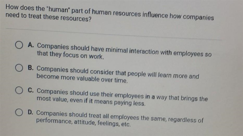 How does the "human" part of human resources influence how companies need-example-1