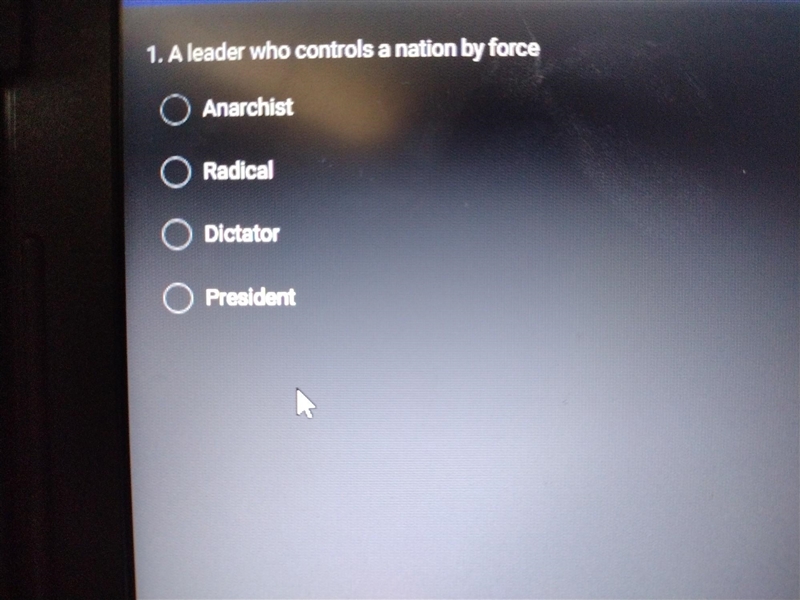 1. A leader who controls a nation by force ​-example-1