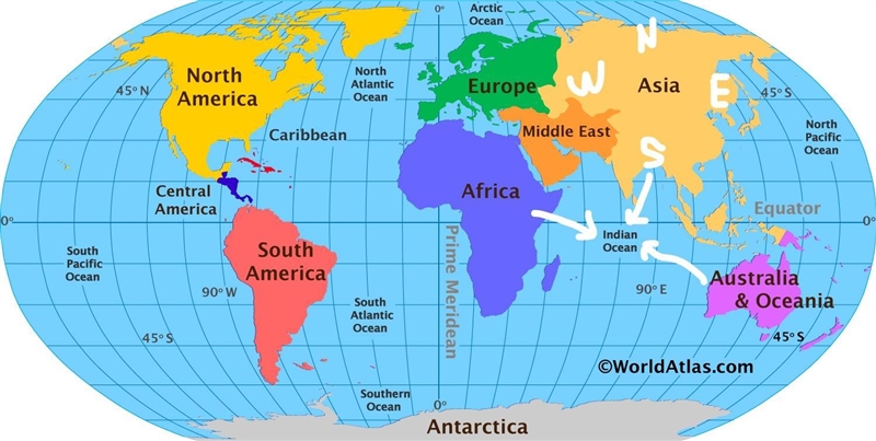 I am an ocean south of Asia and between Africa & Australia. A) Arctic Ocean B-example-1