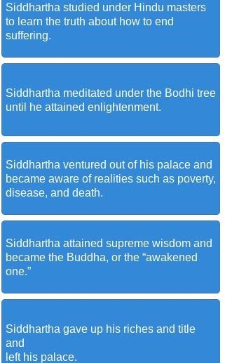 HELPPPP Arrange these events in Siddhartha Gautama’s life in the order in which they-example-1