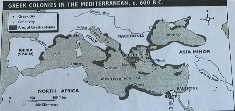 Greek colonies in the Mediterranean, c. 600 B.C-example-1