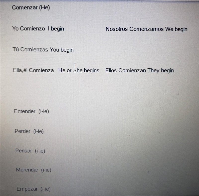 Complete the following conjugation table with the stem-changing ("i-ie") present-example-1