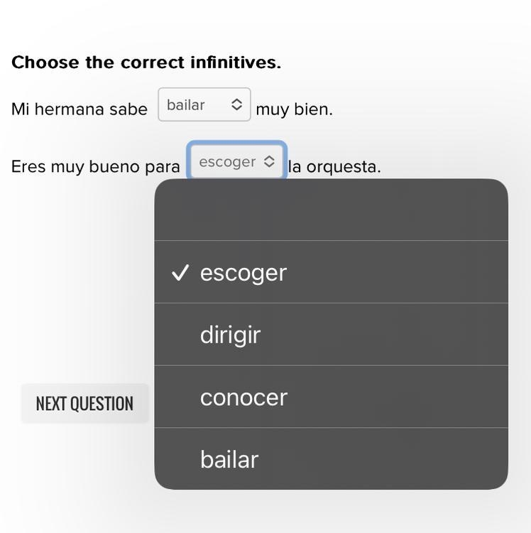 Choose the correct infinitives. Eres muy bueno para ___ la orquesta.-example-1