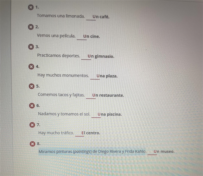 Identificar Identify the place where these activities would take place.un café, el-example-1