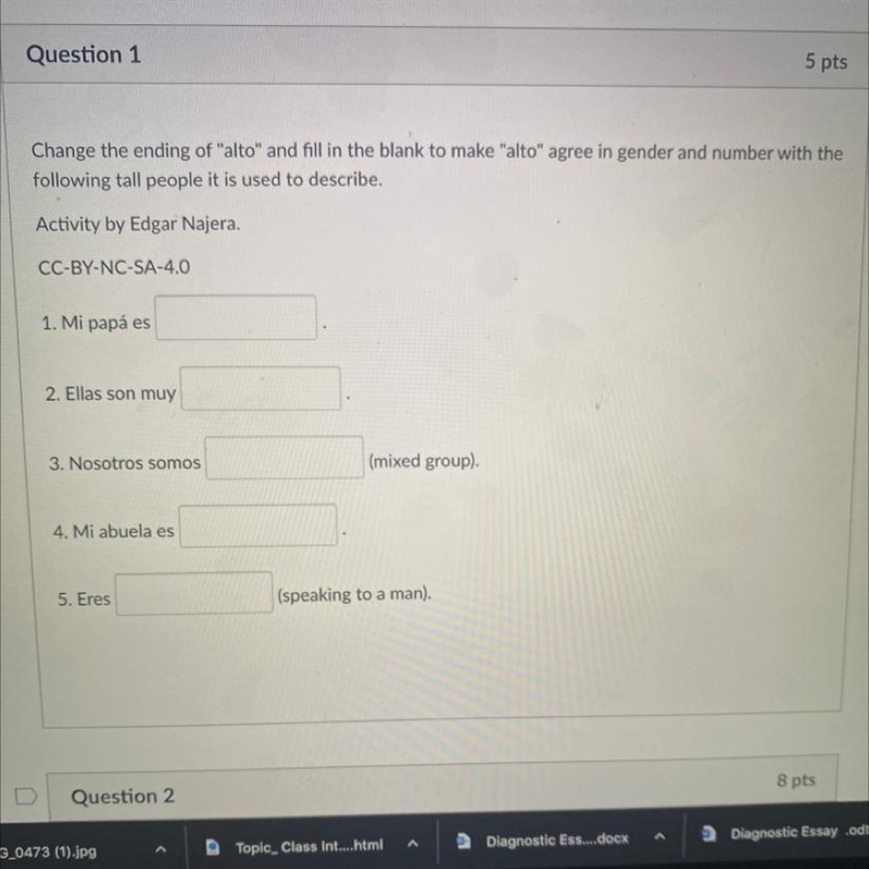 Change the ending of "alto" and fill in the blank to make "alto&quot-example-1