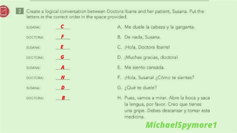 Create a logical conversation between Doctora Ibarre and her patient, Susana. Put-example-1