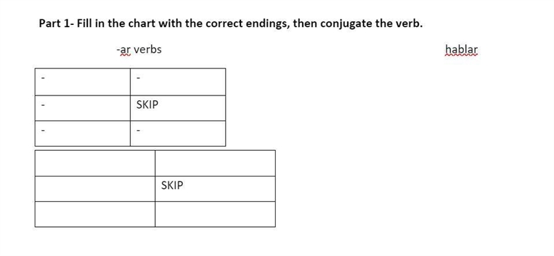 Please help with Ar verbs for spanish-example-1