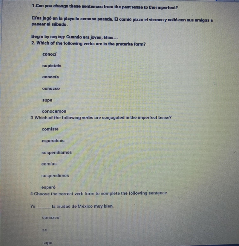 Please help, no links the last answer choices for #4 is D) conocisteis ​-example-1