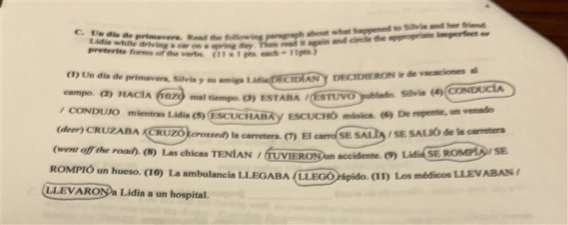 The directions ask to circle the preterite or imperfect form. Thank you.-example-1