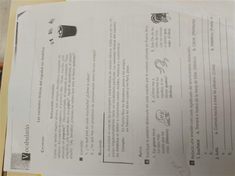 Contesten este papel de español porfa. Es de los Dialectos de América.Sooo como lenguaje-example-1