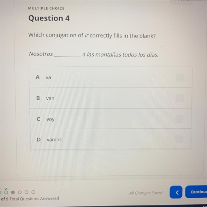 Which conjunction of ir is correct? pls help-example-1