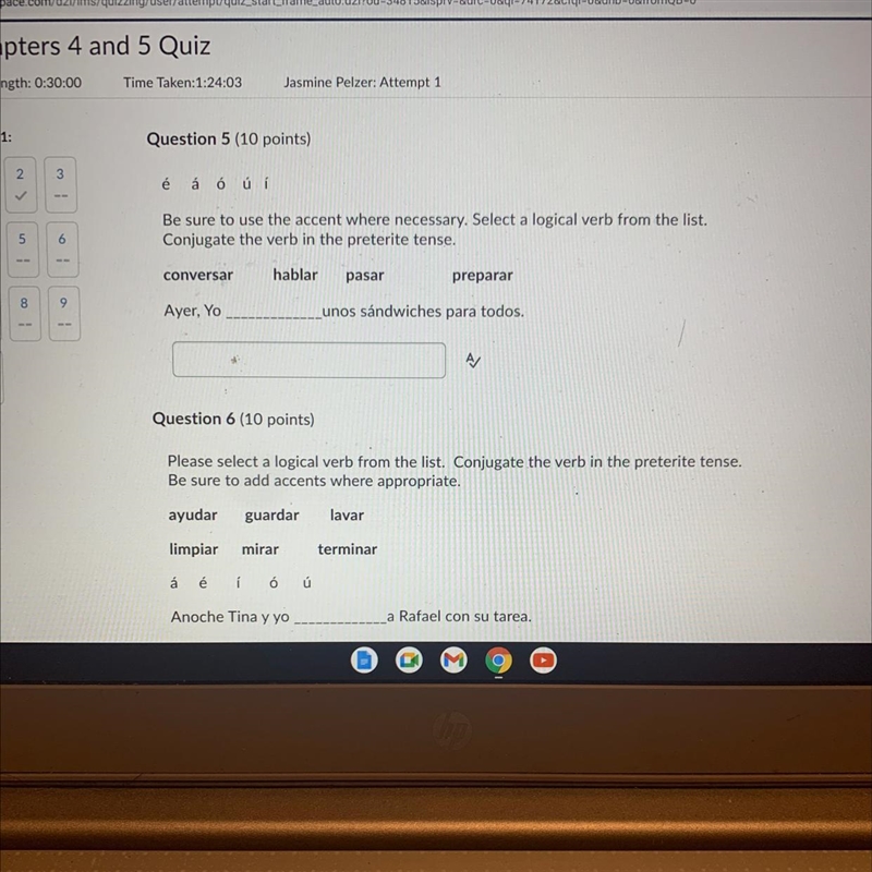 É á óú í 5.Be sure to use the accent where necessary. Select a logical verb from the-example-1