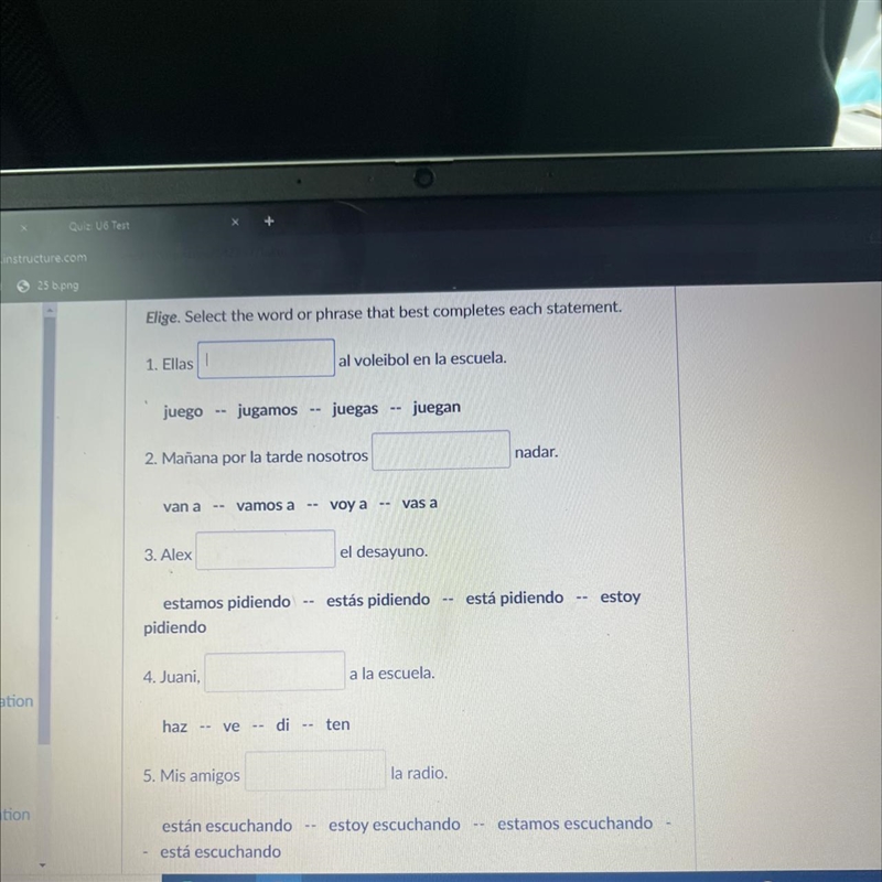 1. Ellas I al voleibol en la escuela. juego jugamos - juegas - juegan 2. Mañana por-example-1