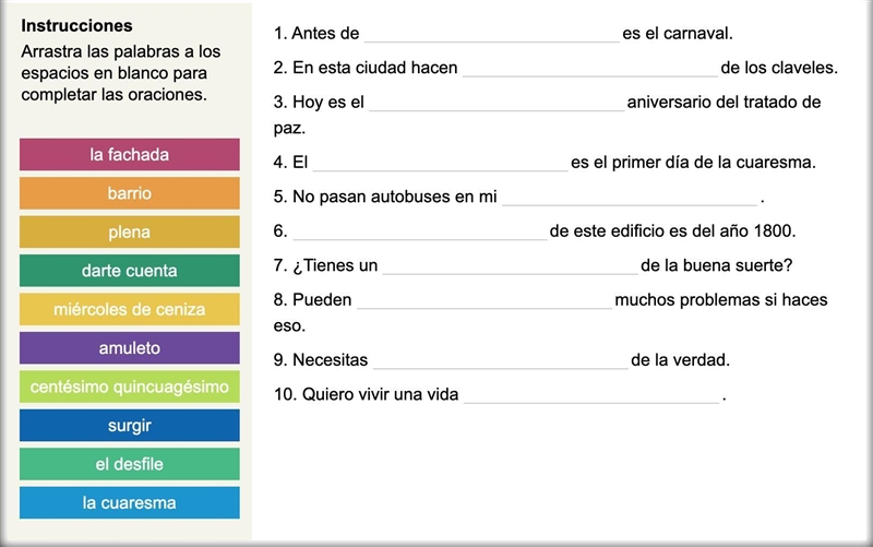 I need help finding the correct word for each of these-example-1