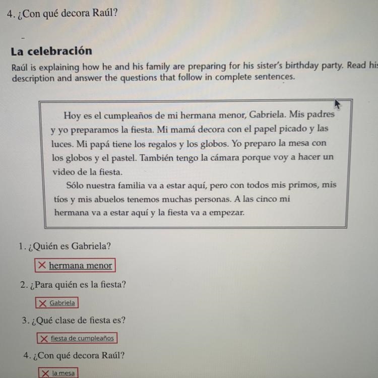 La celebración Raúl is explaining how he and his family are preparing for his sister-example-1