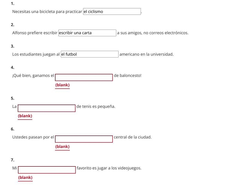 HELP ME PLEASE Completar Complete each sentence with the appropriate word. From leccion-example-1