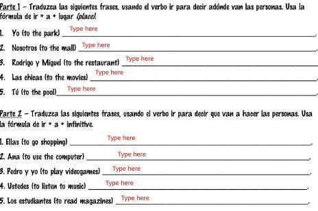 Parte I - Traduzca las siguientes frases, usando d verbo ir para decir adónde van-example-1