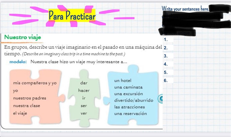 I need help with the Spanish work! Please help!-example-1