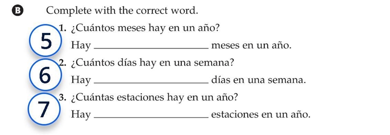 The words are Hay sol Hay viento and Hay nubes. I just dont know what place they go-example-1