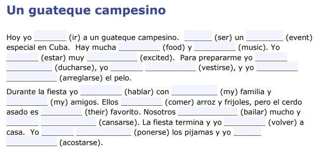 Fill in the blanks with the correct Spanish form of the words in parenthesis. All-example-1