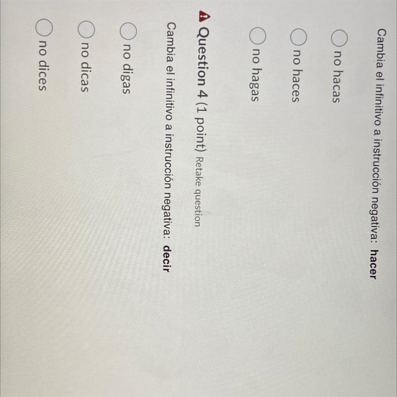 Cambia el infintivio a instruccion negativa:hacer Cambia el infintivio a instruccion-example-1