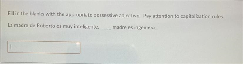 Fill in the blank with the appropriate possessive adjective. Pay to capitalization-example-1