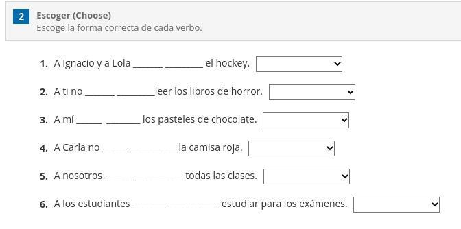 Choose the correct form of each verb.-example-1