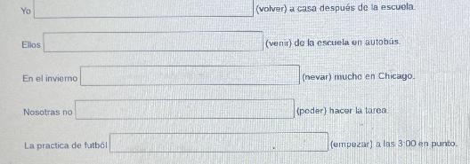 Fill in the blank with the correct form of the verb in parenthesis.-example-1