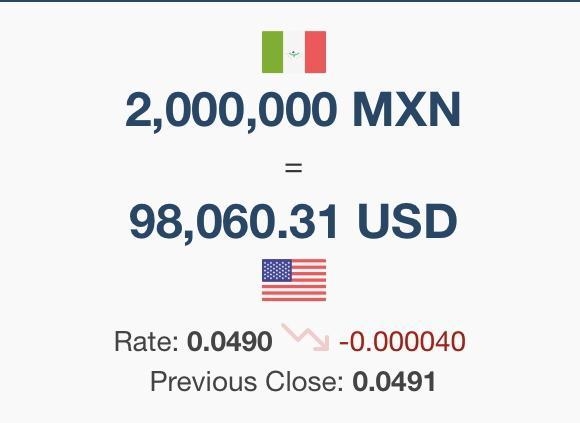 Cuanto son 2 millones de pesos mexicanos en dolares-example-1