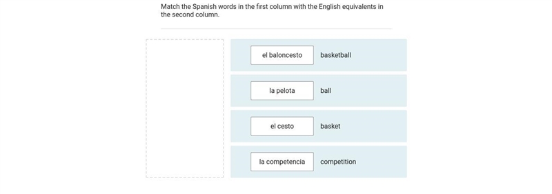 Question 4 of 10 Match the Spanish words in the first column with the English equivalents-example-1