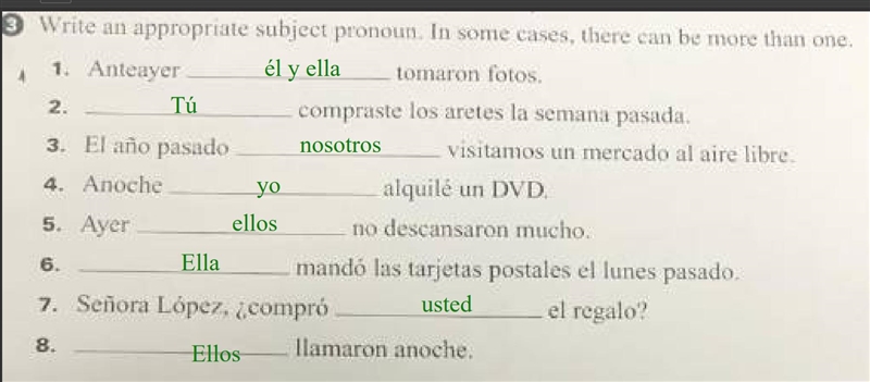 Littell, a division A Write an appropriate subject pronoun. In some cases, there can-example-1