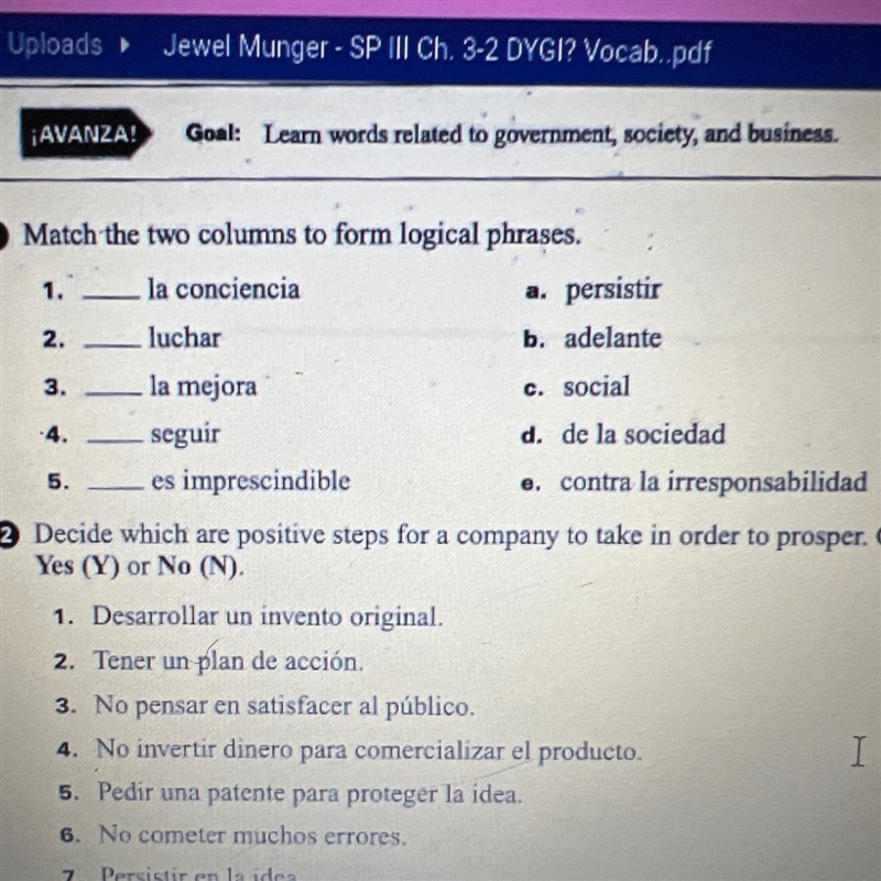 Match the two columns to form logical phrases.-example-1