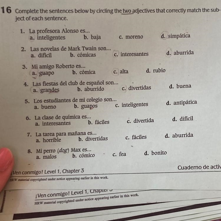 Help me with my Spanish 1 winter homework-example-1