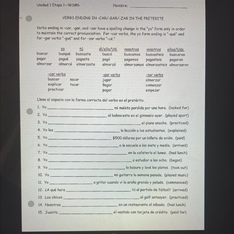 Llema el espacio con la forma correcta del verbo en el preterito.-example-1