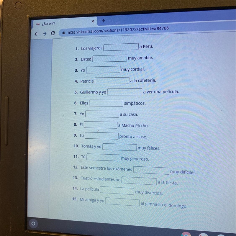 Answers for ¿Ser o ir? Complete these sentences with the appropriate preterite form-example-1