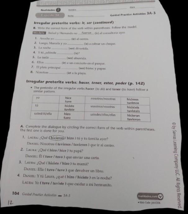 Irregular preterite verbs: ir, ser (continued) + Irregular preterite verbs: hacer-example-1