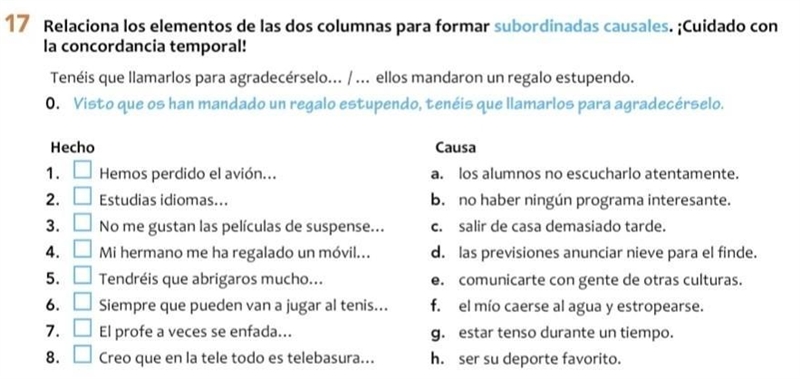 Could you please help me with this spanish exercise it would really mean a lot! It-example-1