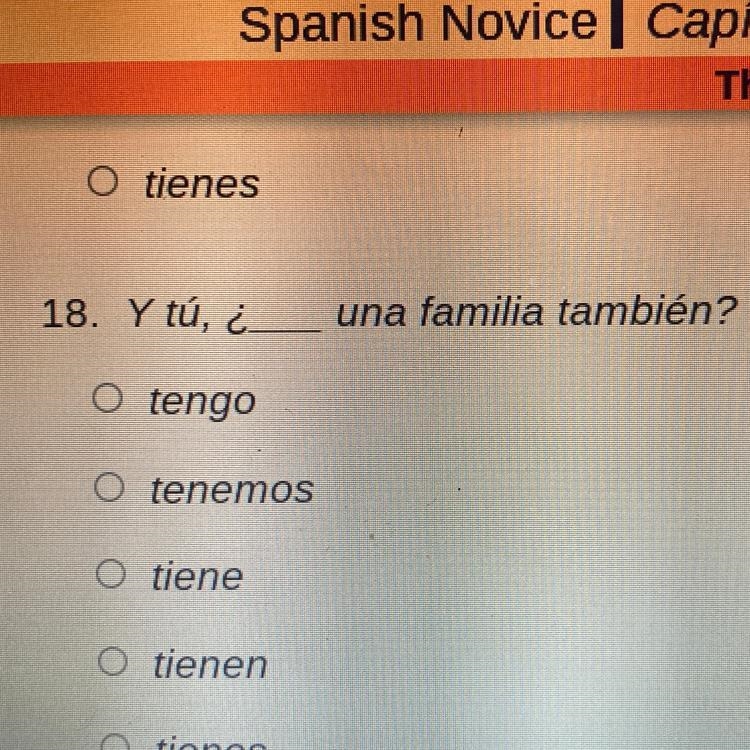 Y tú, ¿_ una familia también? tengo tenemos tiene tienen tienes-example-1